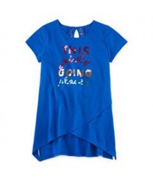 Total Girl Blue This Girl Going Places Sequined Tee 